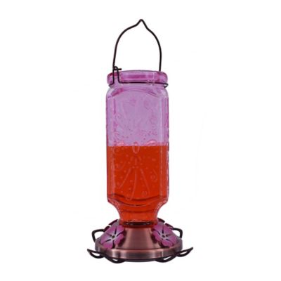 Image showing 5 th Royal Wing 32 oz. Glass Hummingbird Feeder, Pink