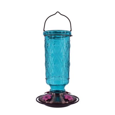 Royal Wing 30 oz. Glass Hummingbird Feeder, Blue