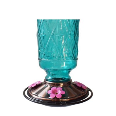 Image showing  30 oz. Glass Hummingbird Feeder, Blue