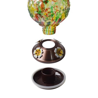 Image showing  27 oz. Art Glass Hummingbird Feeder, Green