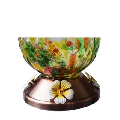 Image showing  27 oz. Art Glass Hummingbird Feeder, Green