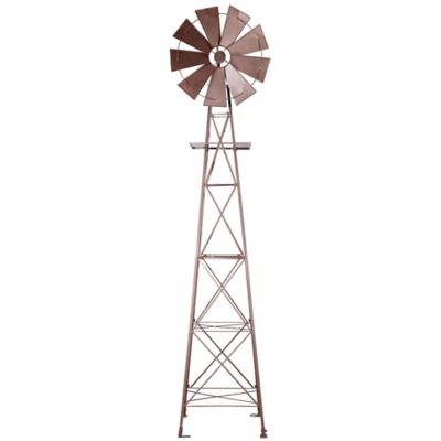 Image showing  10 ft. Rustic Metal Windmill with Rooster, Rust