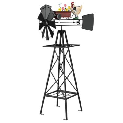 Red Shed 5 ft. Metal Garden Chick Windmill