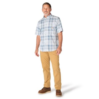 Image showing  Men's Fort Loose Short Sleeve Plaid Button Down Shirt