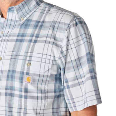 Image showing  Men's Fort Loose Short Sleeve Plaid Button Down Shirt