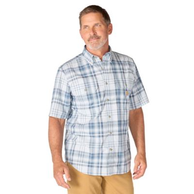 Image showing  Men's Fort Loose Short Sleeve Plaid Button Down Shirt