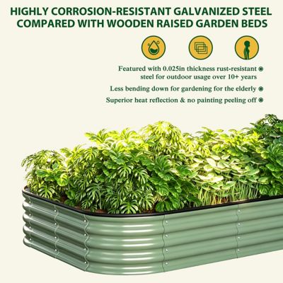 Image showing  8 x 4 x 1ft. Galvanized Steel Raised Garden Bed Planter Box, Olive Green