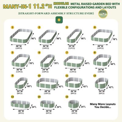 Image showing  8 x 4 x 1ft. Galvanized Steel Raised Garden Bed Planter Box, Olive Green