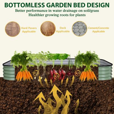 Image showing  8 x 4 x 1ft. Galvanized Steel Raised Garden Bed Planter Box, Olive Green