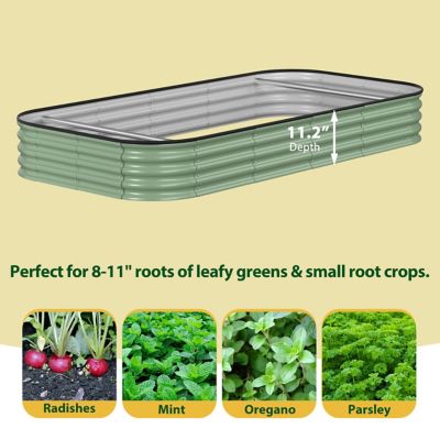 Image showing  8 x 4 x 1ft. Galvanized Steel Raised Garden Bed Planter Box, Olive Green
