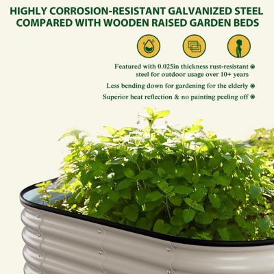 Image showing  8 x 4 x 1ft. Galvanized Steel Raised Garden Bed Planter Box, Pearl White