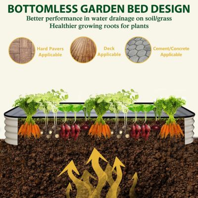Image showing  8 x 4 x 1ft. Galvanized Steel Raised Garden Bed Planter Box, Pearl White