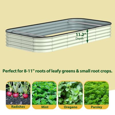 Image showing  8 x 4 x 1ft. Galvanized Steel Raised Garden Bed Planter Box, Pearl White