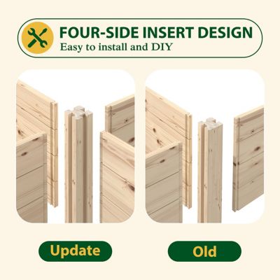 Image showing  4 ft. D x 8 ft. W x 1.2 ft. H Fir Wood Raised Planter Box, Natural Raised Garden Bed