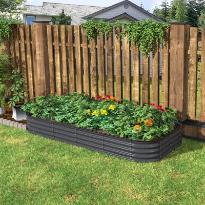 Veikous 8 x 4 x 1 ft. Galvanized Steel Raised Garden Bed Planter Box Outdoor, Gray