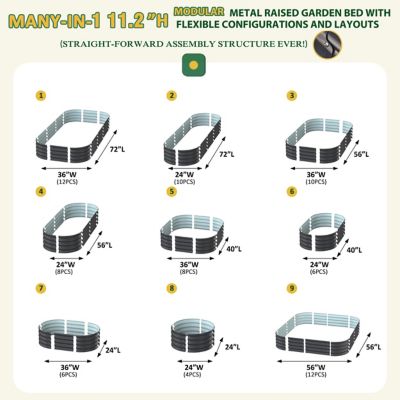 Image showing  6 x 3 x 1ft. Galvanized Steel Raised Garden Bed Planter Box Outdoor, Gray