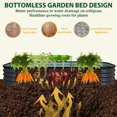 Image showing  6 x 3 x 1ft. Galvanized Steel Raised Garden Bed Planter Box Outdoor, Gray