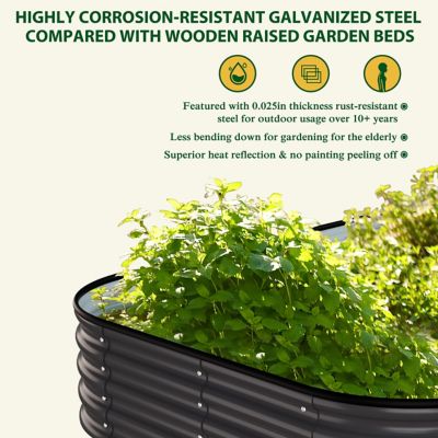 Image showing  6 x 3 x 1ft. Galvanized Steel Raised Garden Bed Planter Box Outdoor, Gray