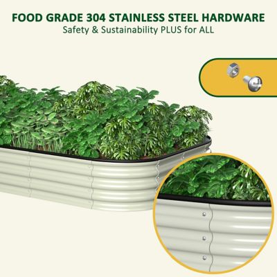 Image showing  8x4x1 ft. Galvanized Steel Raised Garden Bed Planter Box Outdoor, Pearl White