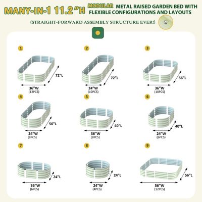 Image showing  6 x 3 x 1 ft. Galvanized Steel Raised Garden Bed Planter Box Outdoor, Pearl White