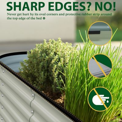 Image showing  6 x 3 x 1 ft. Galvanized Steel Raised Garden Bed Planter Box Outdoor, Pearl White