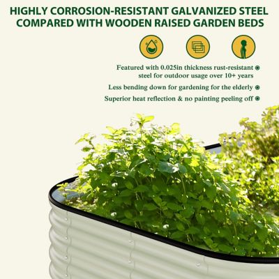 Image showing  6 x 3 x 1 ft. Galvanized Steel Raised Garden Bed Planter Box Outdoor, Pearl White