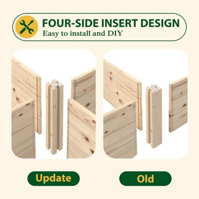Image showing  4 ft. D x 8 ft. W x 0.88 ft. H Fir Wood Raised Planter Box, Natural Raised Garden Bed