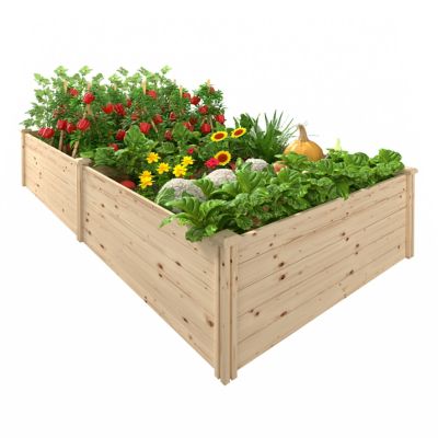 Image showing  4 ft. D x 8 ft. W x 1.5 ft. H Fir Yellow Wood Raised Planter Box, Natural Raised Garden Bed