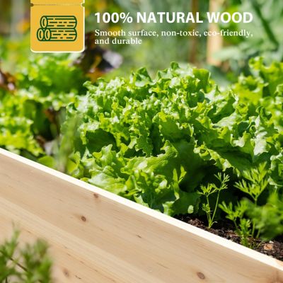 Image showing  4 ft. D x 8 ft. W x 1.5 ft. H Fir Yellow Wood Raised Planter Box, Natural Raised Garden Bed