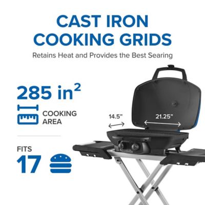 Image showing  TravelQ 285X Portable Propane Gas Grill with Scissor Cart, Blue