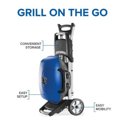 Image showing  TravelQ 285X Portable Propane Gas Grill with Scissor Cart, Blue