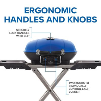 Image showing  TravelQ 285X Portable Propane Gas Grill with Scissor Cart, Blue