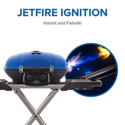 Image showing  TravelQ 285X Portable Propane Gas Grill with Scissor Cart, Blue