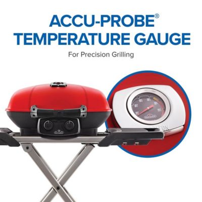 Image showing  TravelQ 285X Portable Propane Gas Grill and Scissor Cart with Griddle, Red