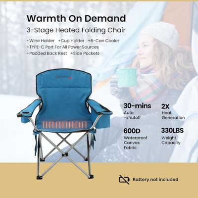 Image showing  Ocean Blue KKS0328U Foldable Camping Chair With 6 Can Cooler