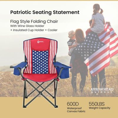 Image showing  American Flag KKS0324U Foldable Camping Chair With 6 Can Cooler