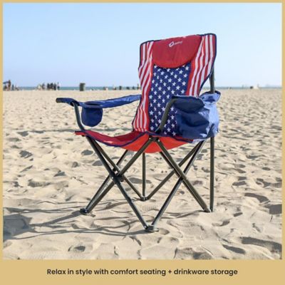 Image showing  American Flag KKS0324U Foldable Camping Chair With 6 Can Cooler