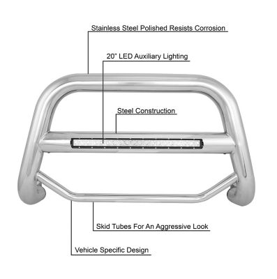 Image showing  Max Beacon Bull Bar Stainless Fits 10-24 Toyota 4Runner