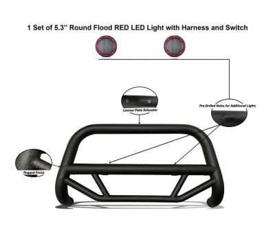 Image showing  Max T Bull Bar Red_Kit Black Fits 19-25 Ram 2500