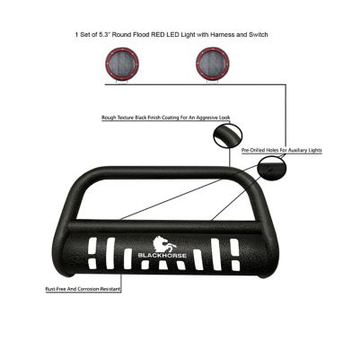 Image showing 2 th Black Horse Off Road Bull Bar-T Red_Kit Black Fits 01-05 Toyota Rav4