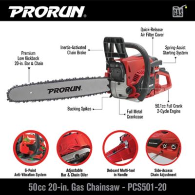 Image showing PRORUN 50.1cc 20 in. Gas-Powered 2-Cycle Chainsaw