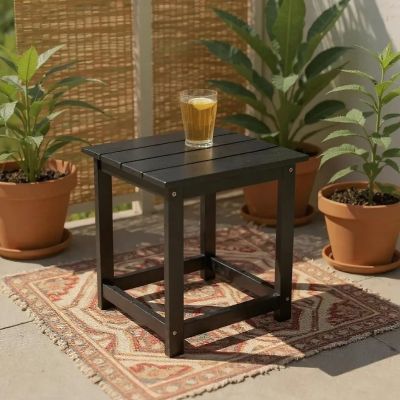 Image showing  Portland Solid Acacia Wood Adirondack Square Accent Side Table