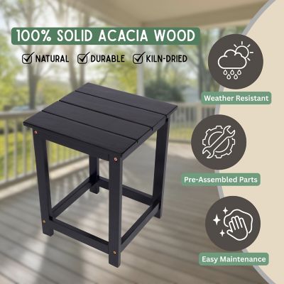 Image showing  Portland Solid Acacia Wood Adirondack Square Accent Side Table
