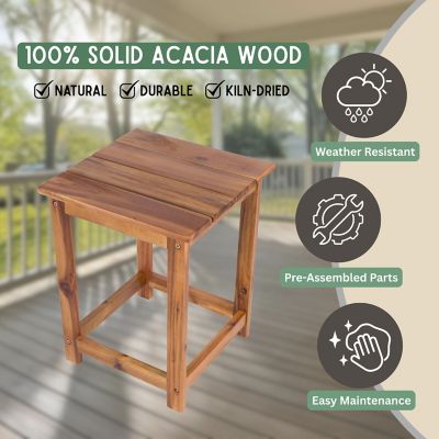 Image showing  Portland Solid Acacia Wood Adirondack Square Accent Side Table