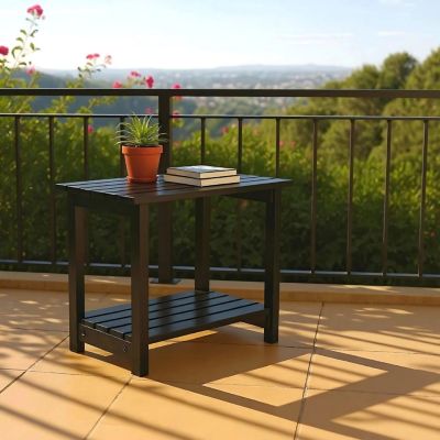Image showing 1 th Shine Company Bristol Outdoor 2-Tier Acacia Wood Accent Patio Side Table