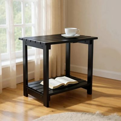 Image showing 4 th Shine Company Bristol Outdoor 2-Tier Acacia Wood Accent Patio Side Table