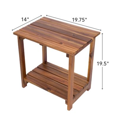 Image showing  Bristol Outdoor 2-Tier Acacia Wood Accent Patio Side Table