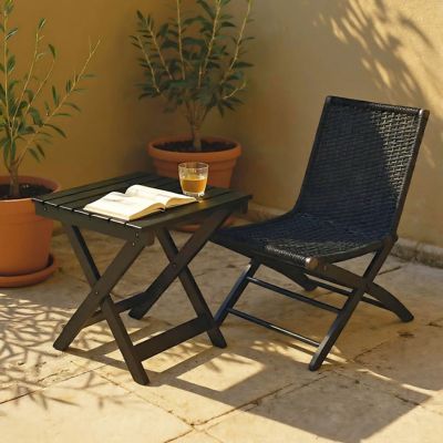 Image showing  Outdoor Assembled Square Folding Solid Acacia Wood Side Table