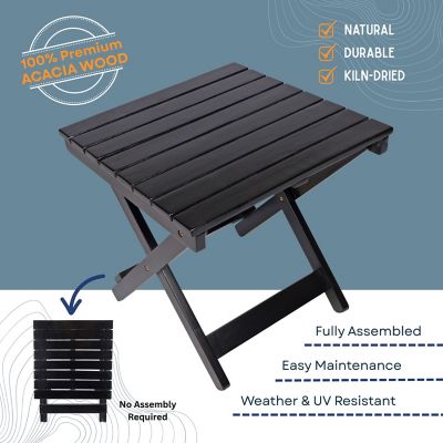 Image showing  Outdoor Assembled Square Folding Solid Acacia Wood Side Table