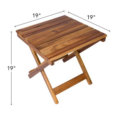 Image showing 2 th Shine Company Outdoor Assembled Square Folding Solid Acacia Wood Side Table